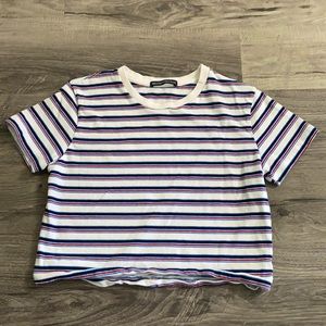 Red white blue striped cropped tee